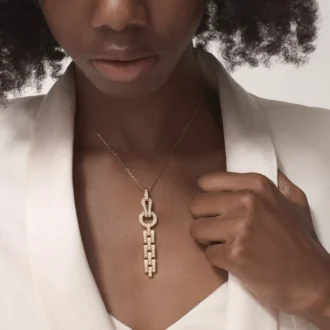 Agrafe-halsketting – Roze goud, diamanten – Cartier