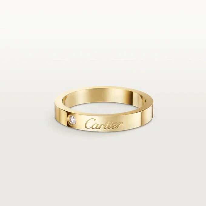 C De Cartier trouwring, 3 mm breed, 1 diamant