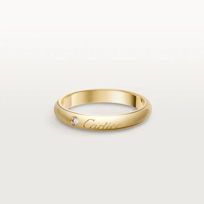 C De Cartier trouwring, 3 mm breed, 1 diamant