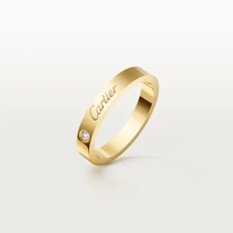 C De Cartier trouwring, 3 mm breed, 1 diamant