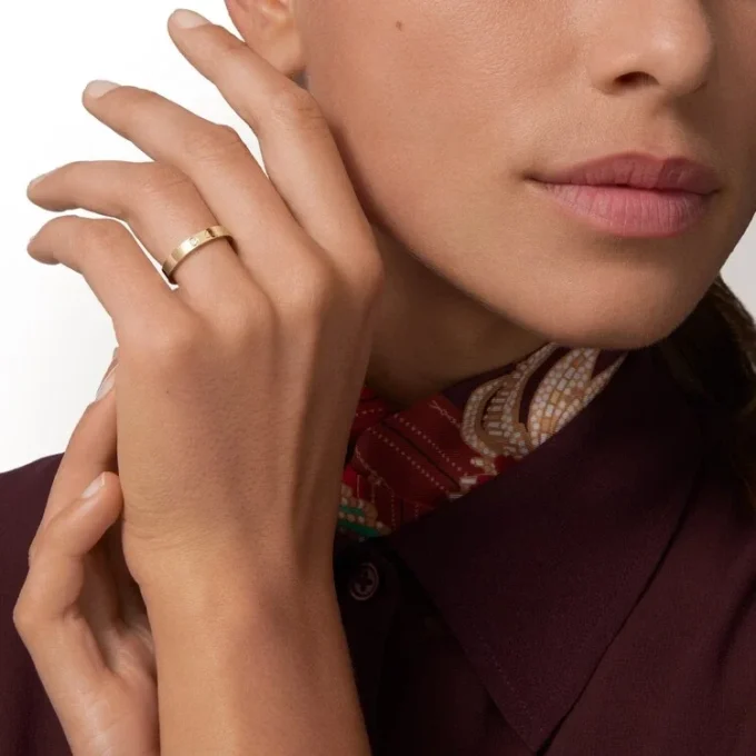C De Cartier trouwring, 3 mm breed, 1 diamant