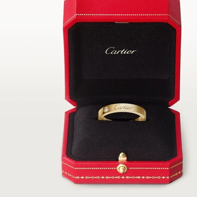 C De Cartier trouwring, 3 mm breed, 1 diamant