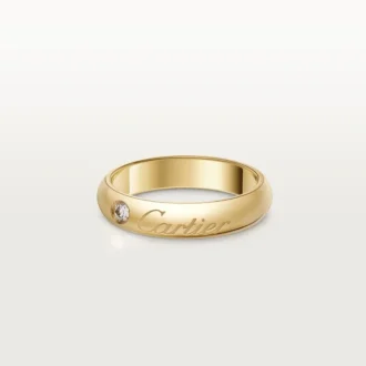 C De Cartier trouwring, 4 mm breed, 1 diamant