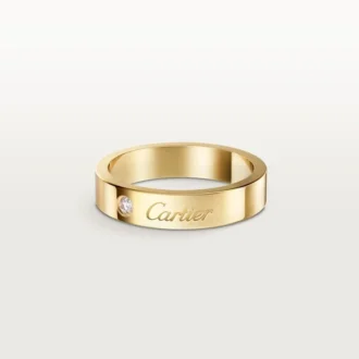 C De Cartier trouwring, 4 mm breed, 1 diamant