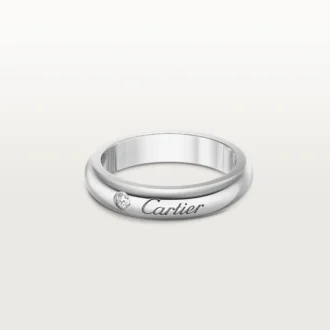 C De Cartier trouwring, 4 mm breed, 1 diamant
