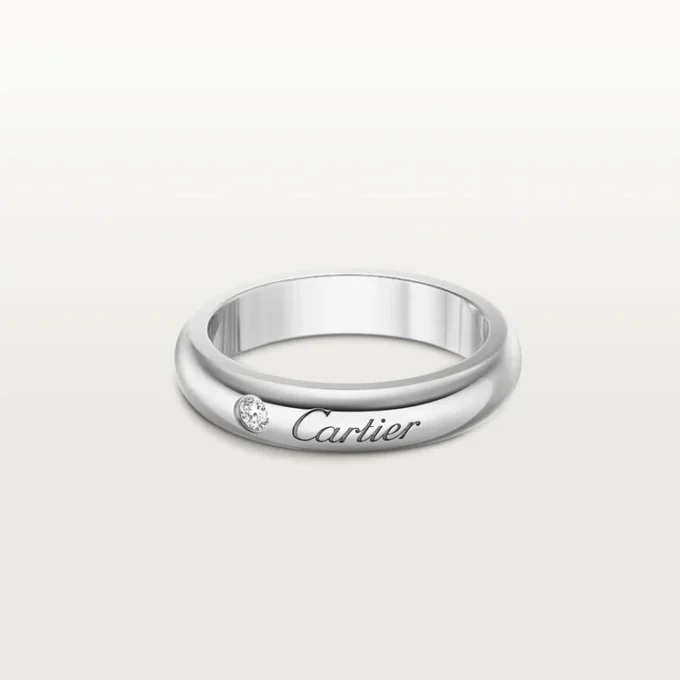 C De Cartier trouwring, 4 mm breed, 1 diamant