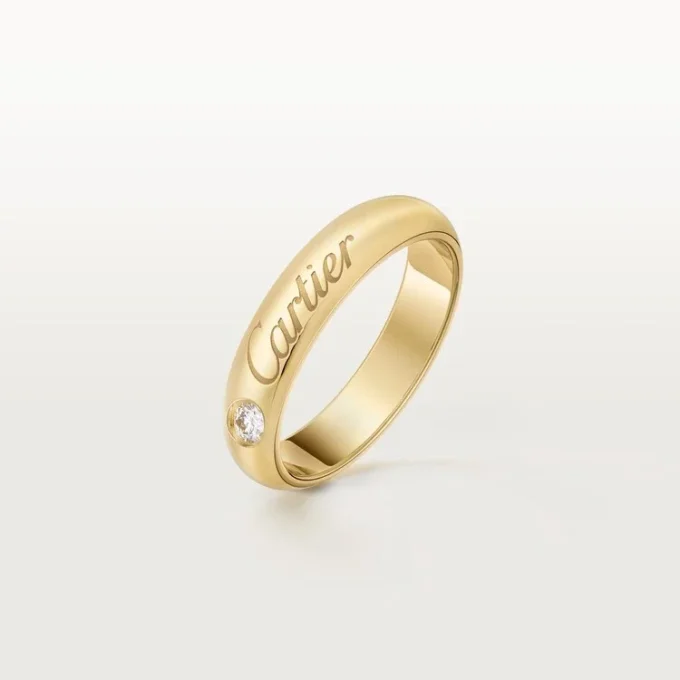 C De Cartier trouwring, 4 mm breed, 1 diamant