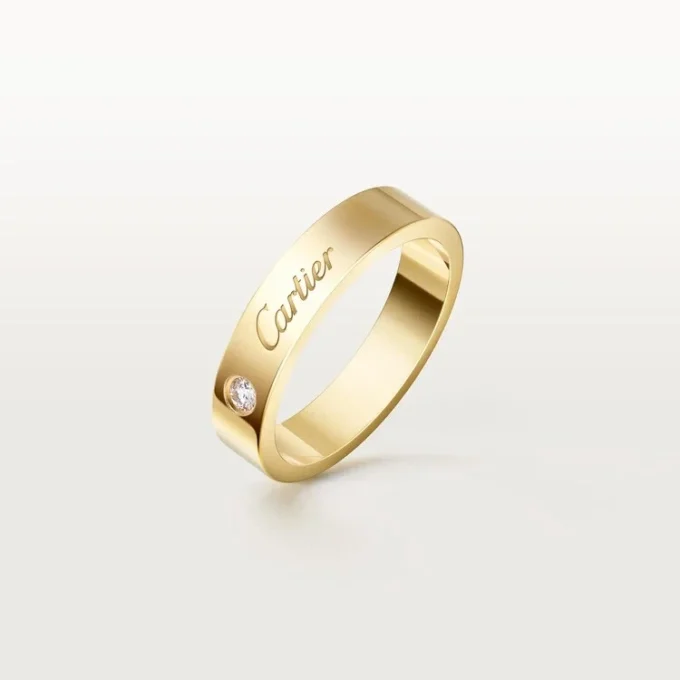 C De Cartier trouwring, 4 mm breed, 1 diamant