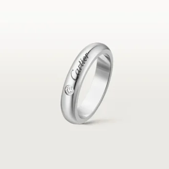 C De Cartier trouwring, 4 mm breed, 1 diamant