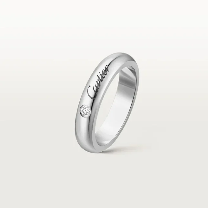C De Cartier trouwring, 4 mm breed, 1 diamant