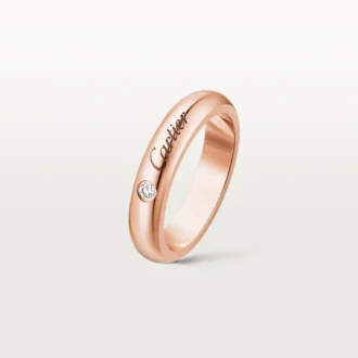 C De Cartier trouwring, 4 mm breed, 1 diamant