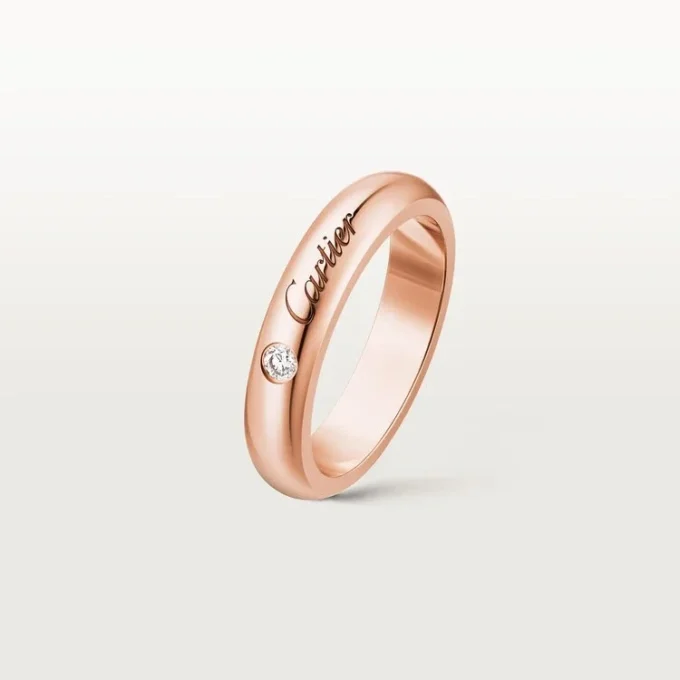 C De Cartier trouwring, 4 mm breed, 1 diamant