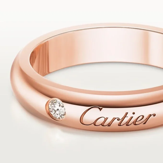 C De Cartier trouwring, 4 mm breed, 1 diamant