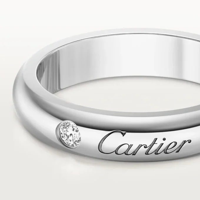 C De Cartier trouwring, 4 mm breed, 1 diamant