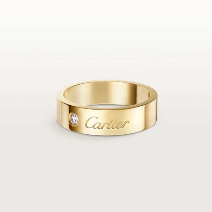 C De Cartier trouwring, 5 mm breed, 1 diamant