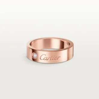 C De Cartier trouwring, 5 mm breed, 1 diamant