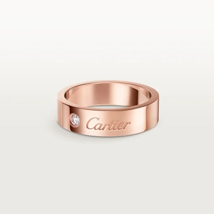 C De Cartier trouwring, 5 mm breed, 1 diamant