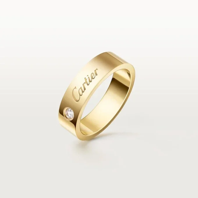 C De Cartier trouwring, 5 mm breed, 1 diamant