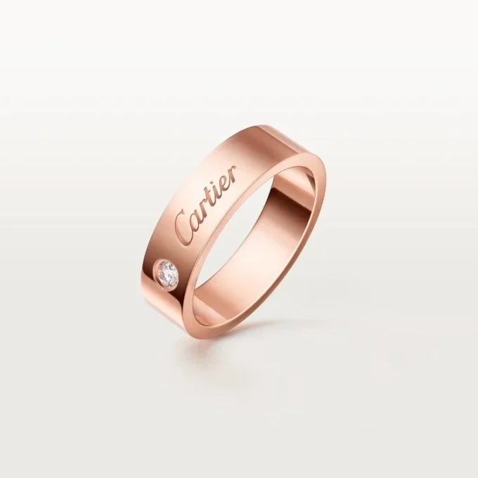 C De Cartier trouwring, 5 mm breed, 1 diamant