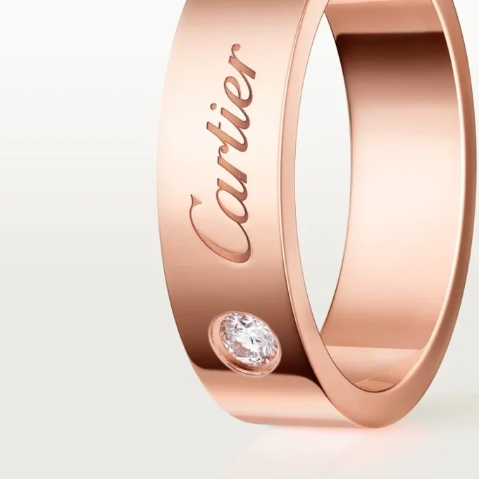 C De Cartier trouwring, 5 mm breed, 1 diamant