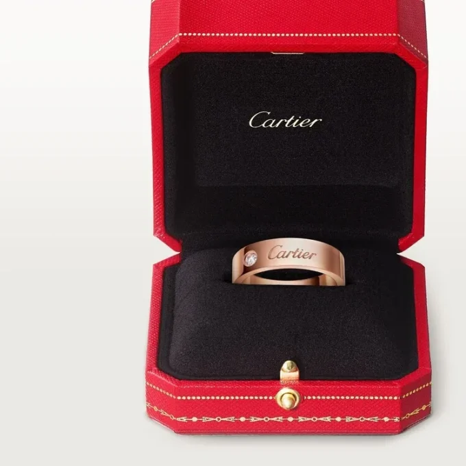 C De Cartier trouwring, 5 mm breed, 1 diamant