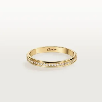 Cartier D’amour trouwring, 2,3 mm breed, bezet