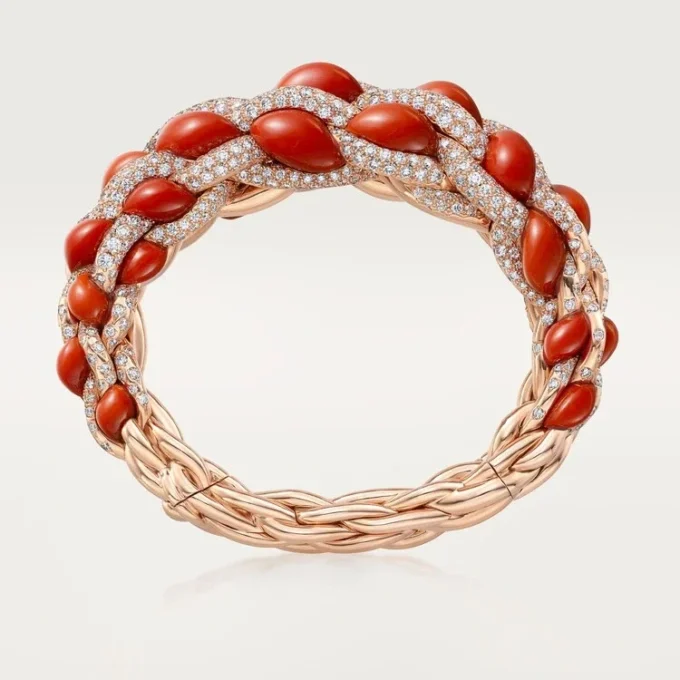 Cartier Libre Tressage-armband, koraal