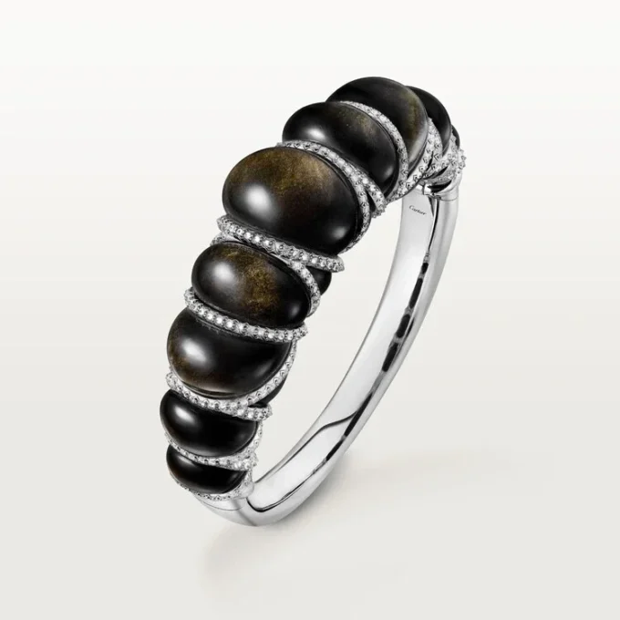 Cartier Libre Tressage-armband, obsidiaan, diamanten