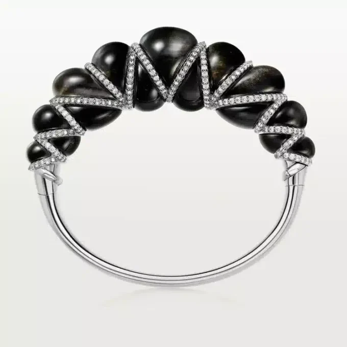 Cartier Libre Tressage-armband, obsidiaan, diamanten