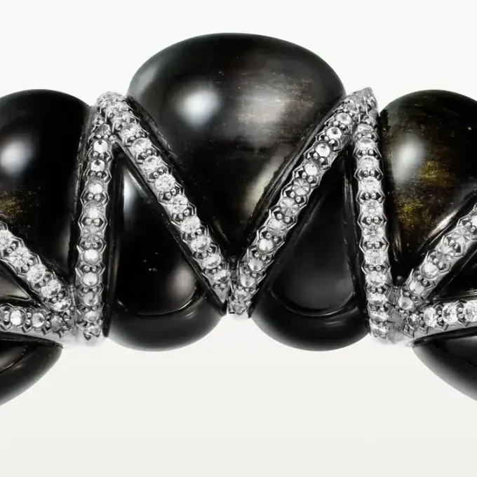 Cartier Libre Tressage-armband, obsidiaan, diamanten