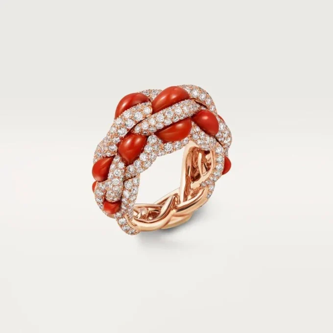 Cartier Libre Tressage-ring, koraal