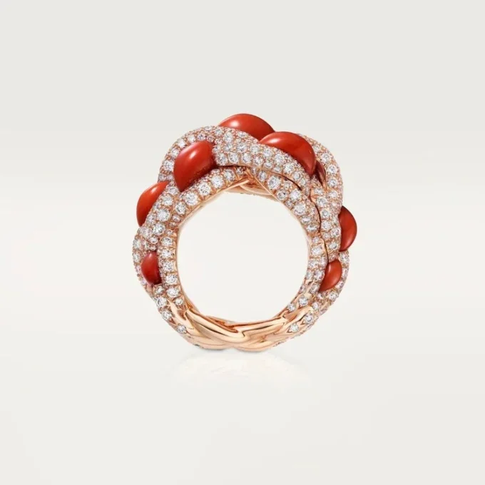 Cartier Libre Tressage-ring, koraal