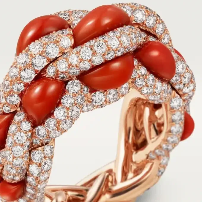 Cartier Libre Tressage-ring, koraal