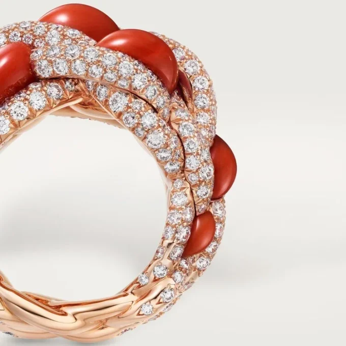 Cartier Libre Tressage-ring, koraal