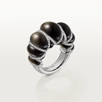 Cartier Libre Tressage-ring, obsidiaan, diamanten