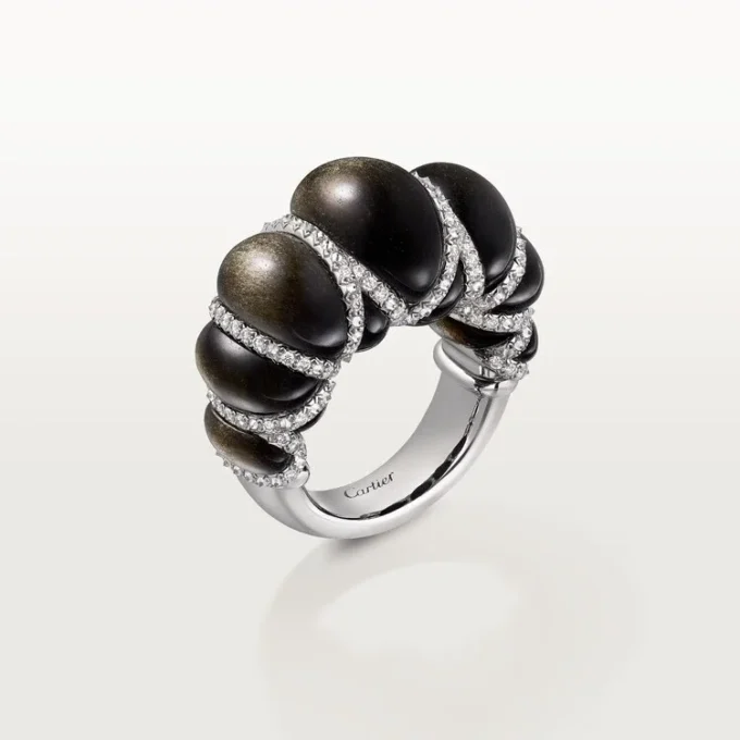 Cartier Libre Tressage-ring, obsidiaan, diamanten