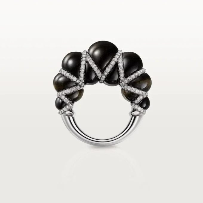 Cartier Libre Tressage-ring, obsidiaan, diamanten