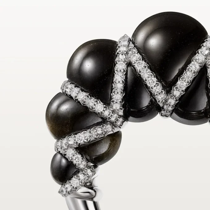 Cartier Libre Tressage-ring, obsidiaan, diamanten