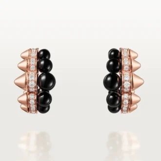 Clash De Cartier hoepeloorbellen, onyx, extra groot model, diamanten