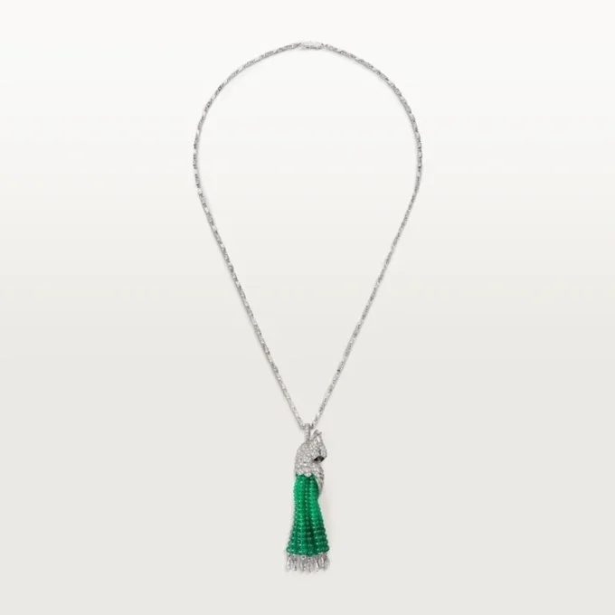 Faune Et Flore De Cartier-ketting, smaragdgroene kralen, bezet