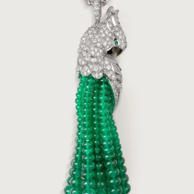 Faune Et Flore De Cartier-ketting, smaragdgroene kralen, bezet