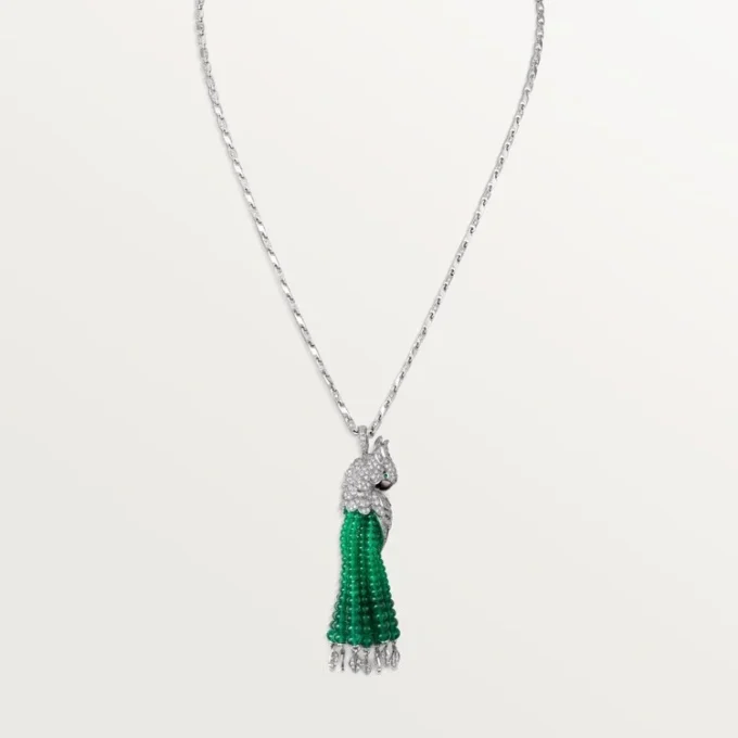 Faune Et Flore De Cartier-ketting, smaragdgroene kralen, bezet