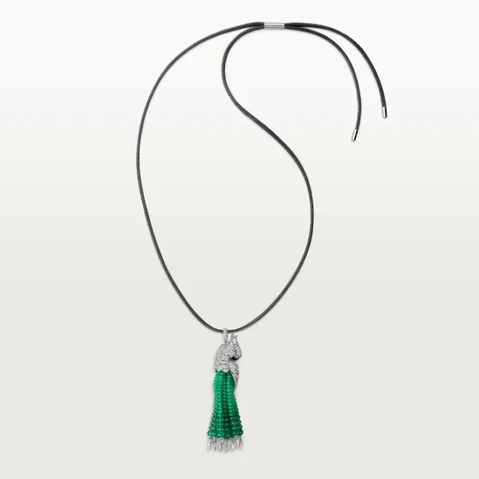 Faune Et Flore De Cartier-ketting, smaragdgroene kralen, bezet