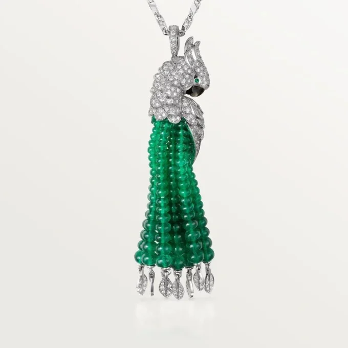 Faune Et Flore De Cartier-ketting, smaragdgroene kralen, bezet