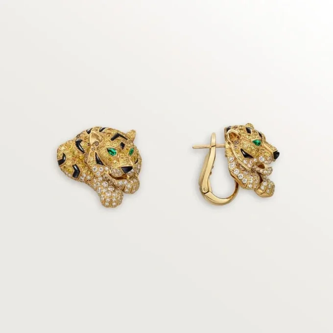 Faune Et Flore De Cartier oorbellen, gele, oranje en bruine diamanten, pavé