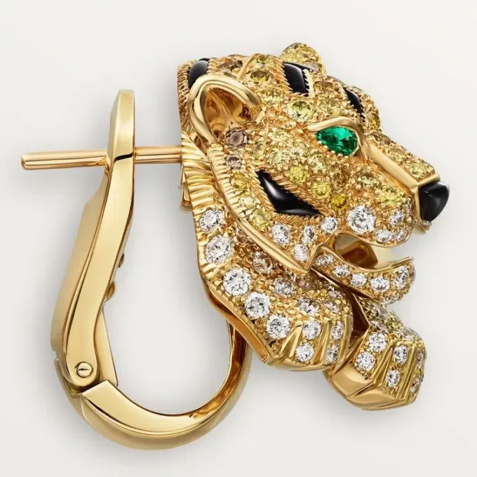 Faune Et Flore De Cartier oorbellen, gele, oranje en bruine diamanten, pavé