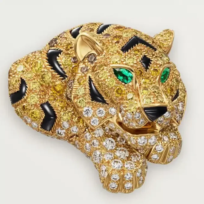 Faune Et Flore De Cartier oorbellen, gele, oranje en bruine diamanten, pavé