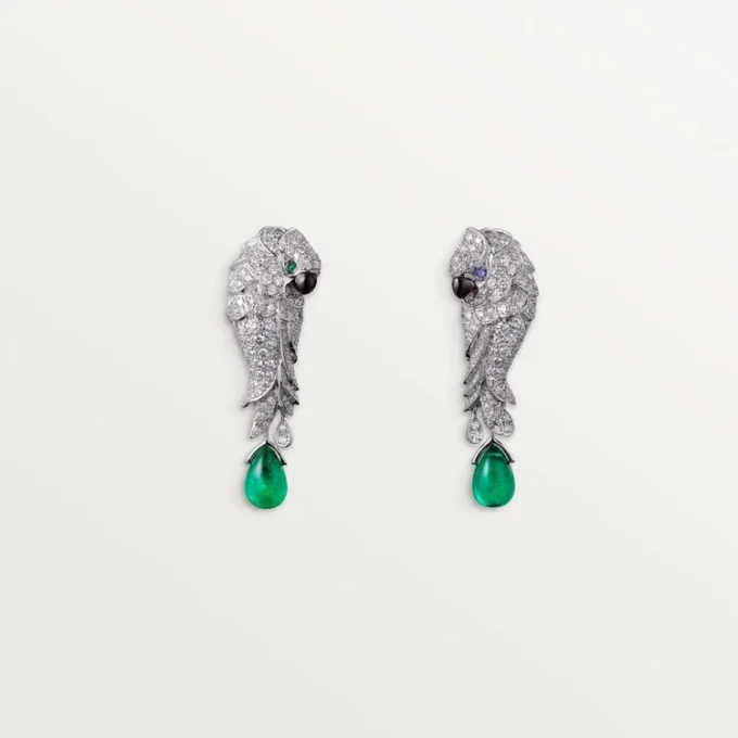 Faune Et Flore De Cartier Oorbellen, Smaragd Drops, Pave