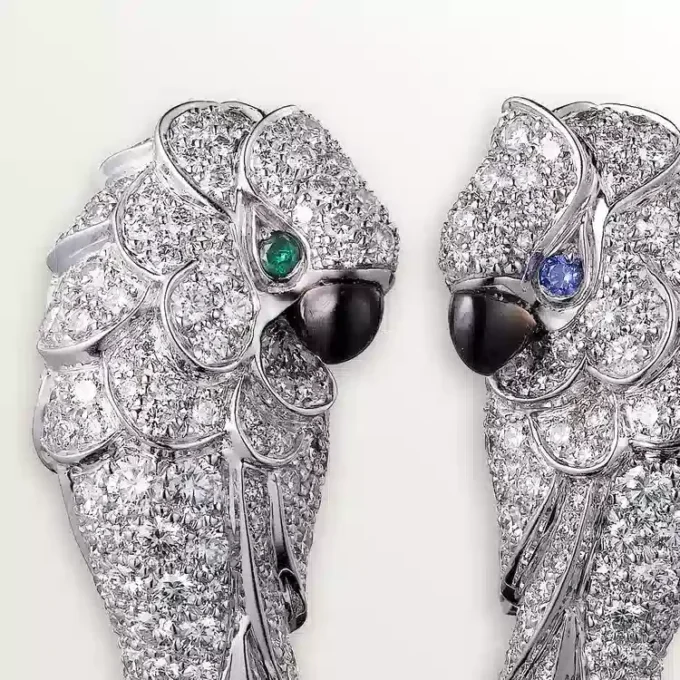Faune Et Flore De Cartier Oorbellen, Smaragd Drops, Pave