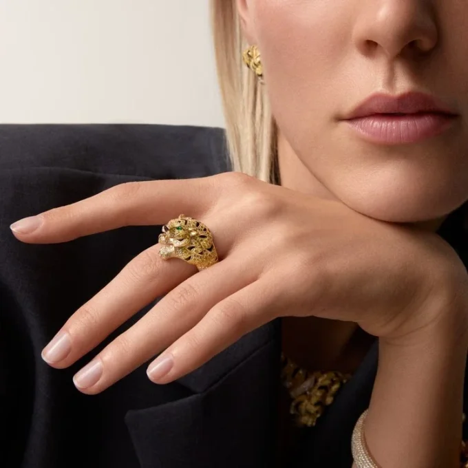 Faune Et Flore De Cartier-ring, gele, oranje en bruine diamanten, bezet